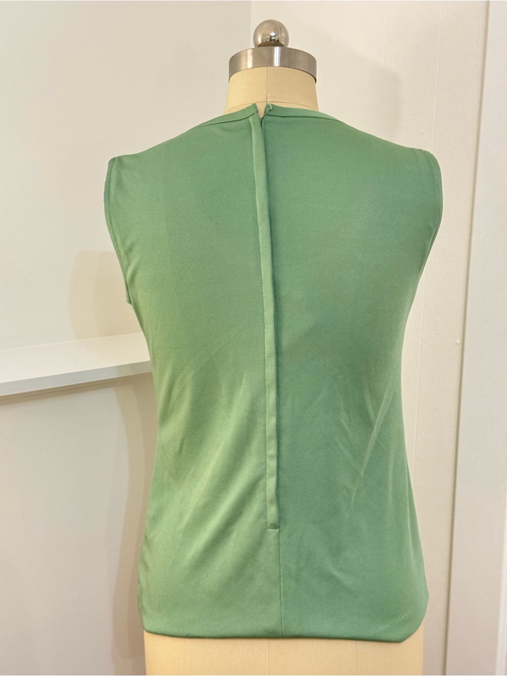 Vintage Green Floral Tie-Waist Button-Up Blouse Pointy Collar - Picture 10 of 10